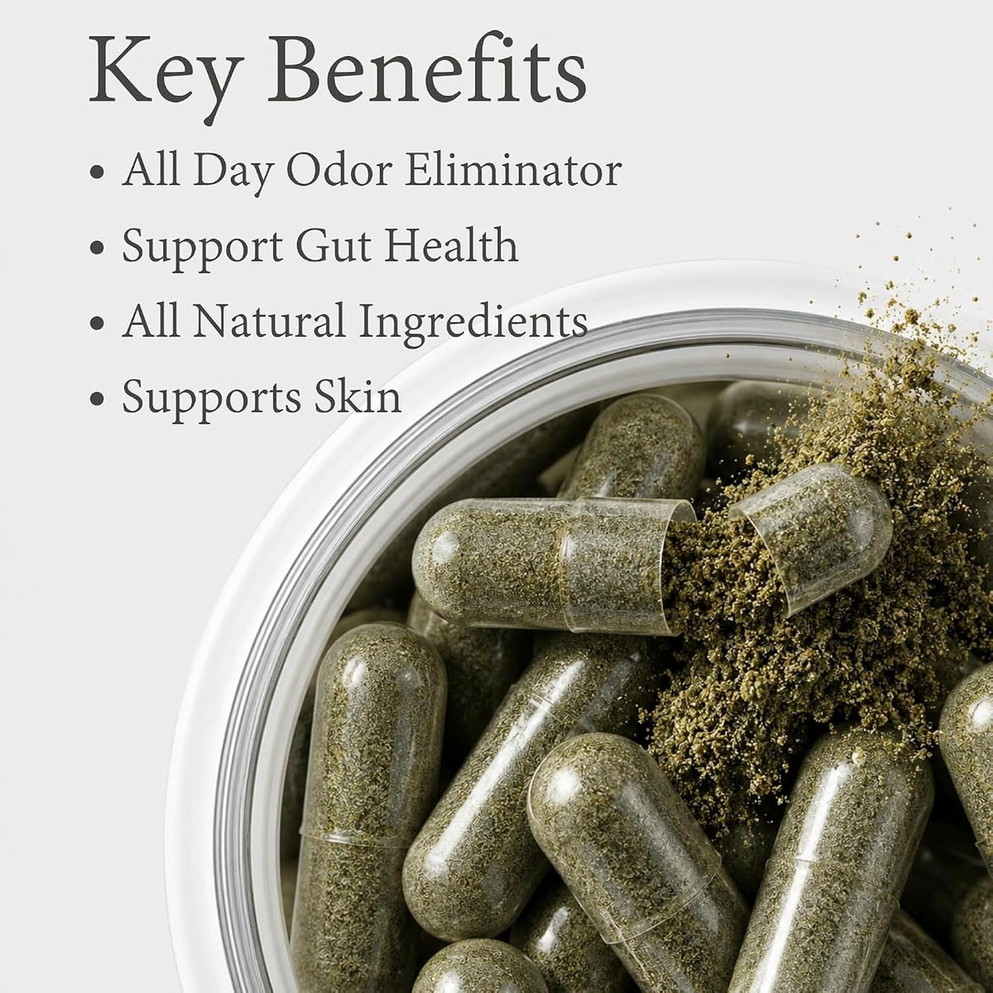 Nuray Internal Deodorant Supplement | Natural Chlorophyll 30 Capsules for Body Odor Control, Gut Health, and Fresh Breath | Vegan, Detox Support, & Skin Health | Odor Eliminator for Men & Women