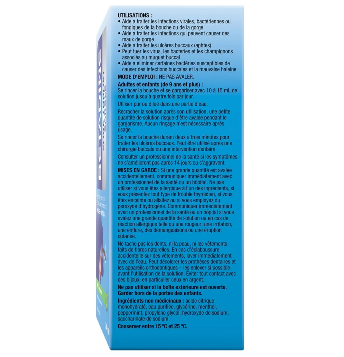 Betadine Sore Throat Gargle 240ml Mint Flavoured - Helps to Treat Infections That Cause Sore Throat