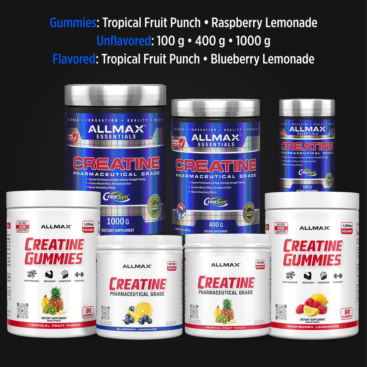 ALLMAX Creatine Monohydrate Powder, Micronized, Unflavored, 1000 g