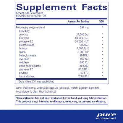Pure Encapsulations Digestive Enzymes Ultra - Vegetarian Digestive Enzyme Supplement to Support Protein, Carb, Fiber, and Dairy Digestion* - 180 Capsules