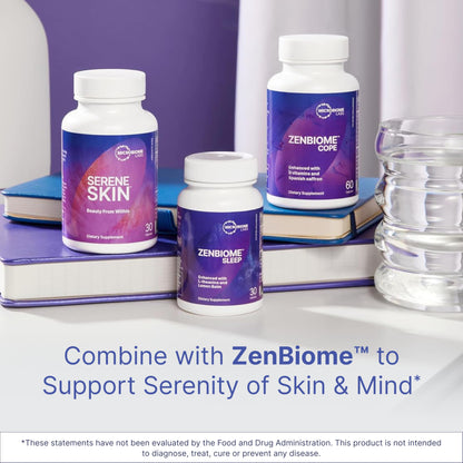 Microbiome Labs SereneSkin - Spore Based Probiotic Complex with Vitamin K2 MK7 for Skin Clarity & Gut Health Support - Daily Probiotic Skincare - Soothe The Gut-Skin Axis (30 Capsules)