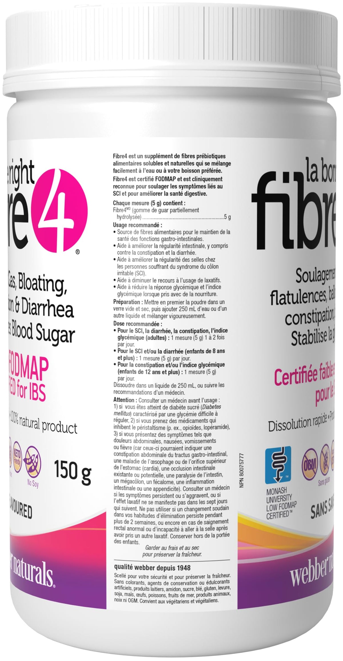 Fibre4 All-Natural Soluble Dietary Fibre Supplement, 150g, Unflavoured