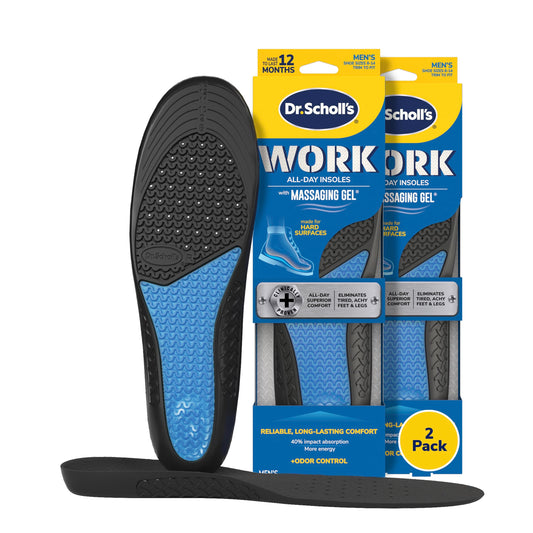 Dr Scholl's work Massaging Gel Advanced Insoles, 2 Pairs (Men's 8-14), 2 count