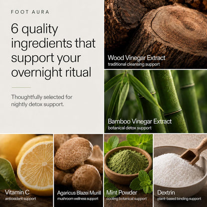 Patchs plantaires FootAura pour la nuit – Soulagement rafraîchissant pour les pieds fatigués – Infusés à la menthe – Rafraîchissent, revitalisent et dynamisent pendant la nuit – 14 unités