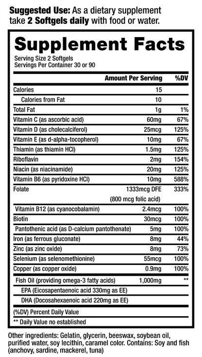 ProRenal+D with Omega-3 Fish Oil Kidney Multivitamin 30-Day Supply
