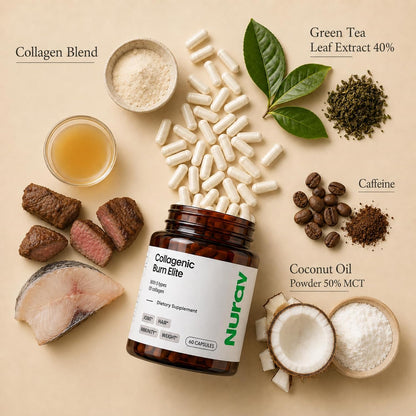Nuray Collagenic Burn Elite with Green Tea - Collagen Peptides- 60 Capsules