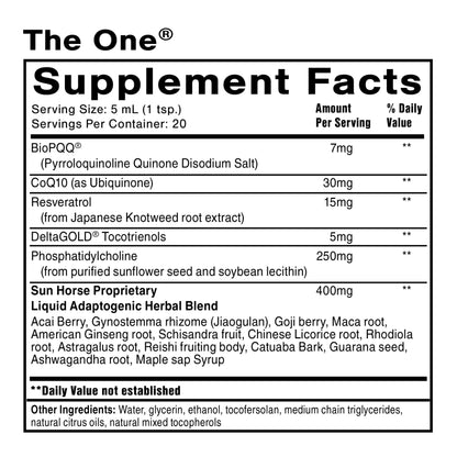 Quicksilver Scientific The ONE Mitochondrial Elixir - Mitochondria Supplement to Support Cellular Health with Phosphatidylcholine, Resveratrol, Reishi Mushroom & CoQ10 Liquid (3.38oz / 100ml)