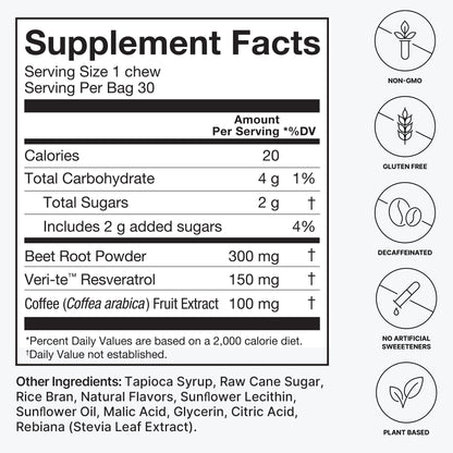 HumanN SuperBeets Memory + Focus & D3 Chews