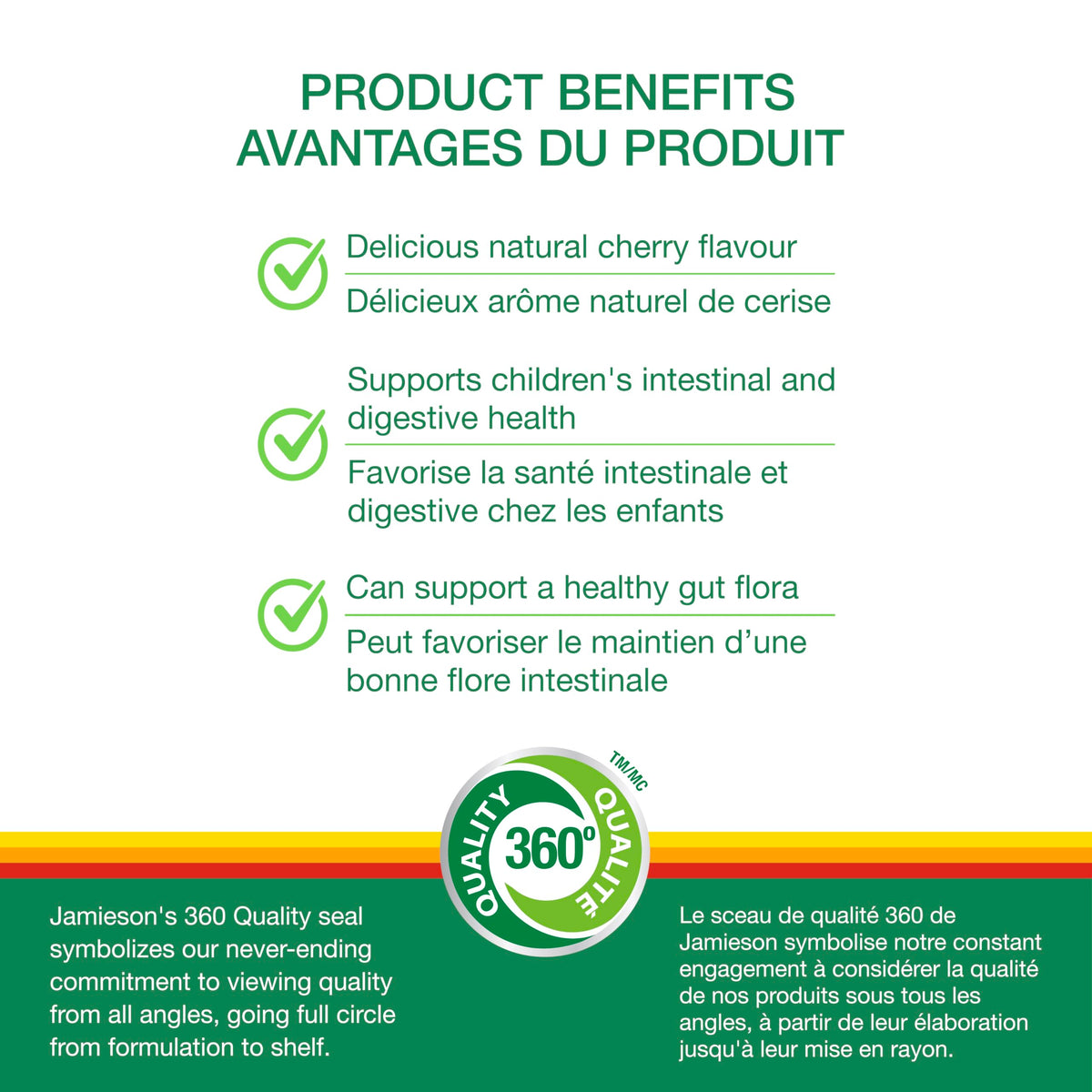 Jamieson Probiotic for Kids, 60 Chewable Tablets, 5 Billion CFU, Natural Cherry Flavour, Digestive and Intestinal Health. Non-GMO, No Artificial Colours, Flavours, or Preservatives, 60 Count