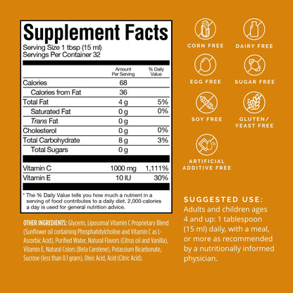 BRAINMD by Dr Amen Neuro-C, Citrus Vanilla - 16 fl oz - 1000 mg Liposomal Vitamin C - Advanced Brain & Immune Defense - Gluten Free - 32 Servings