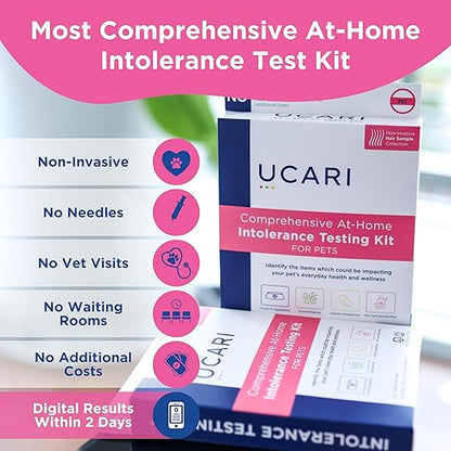 UCARI Pet Sensitivity Test painless Home Test Hair Sample Method  Results in 48 Hours Cats & Dogs