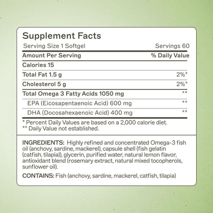 Dr. Amy Myers Complete Omega-3 Softgel – 1000mg of EPA/DHA - 170% More Bioavailable Than Leading Fish Oil Supplements - Supports Healthy Inflammatory Response – 60 Capsules, 2 Month Supply