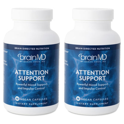 BRAINMD Dr Amen Attention Support - 90 Capsules - Promotes Mental Focus & Impulse Control - Gluten Free - 30 Servings