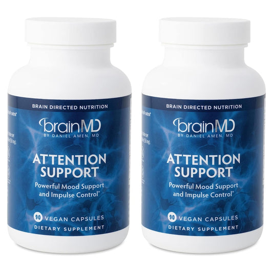 BRAINMD Dr Amen Attention Support - 90 Capsules - Promotes Mental Focus & Impulse Control - Gluten Free - 30 Servings
