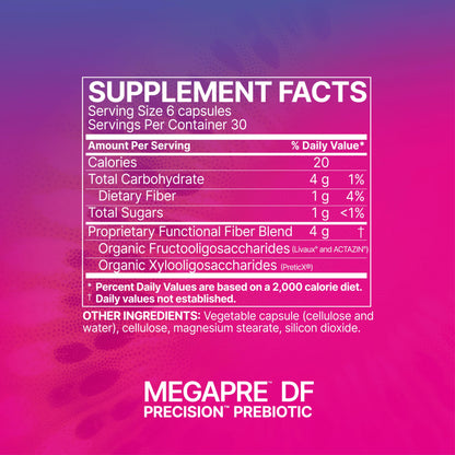 Microbiome Labs MegaPre DF - Dairy-Free Prebiotic Fiber Supplement - Gut Health Prebiotics for Women, Men & Kids 3+ - Support Microbial Diversity (180 Capsules)