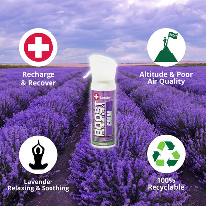 Boost Oxygen Pocket Size Calm Lavender Aroma 3L Canister | Respiratory Support for Aerobic Recovery, Altitude, Performance & Health (4 Pack)