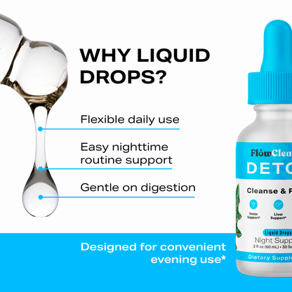 FlowCleanse DETOX Liquid Drops 60ml – Cleanse & Reset Formula – Liver & Detox Support – Daily Drops for Full Body Reset