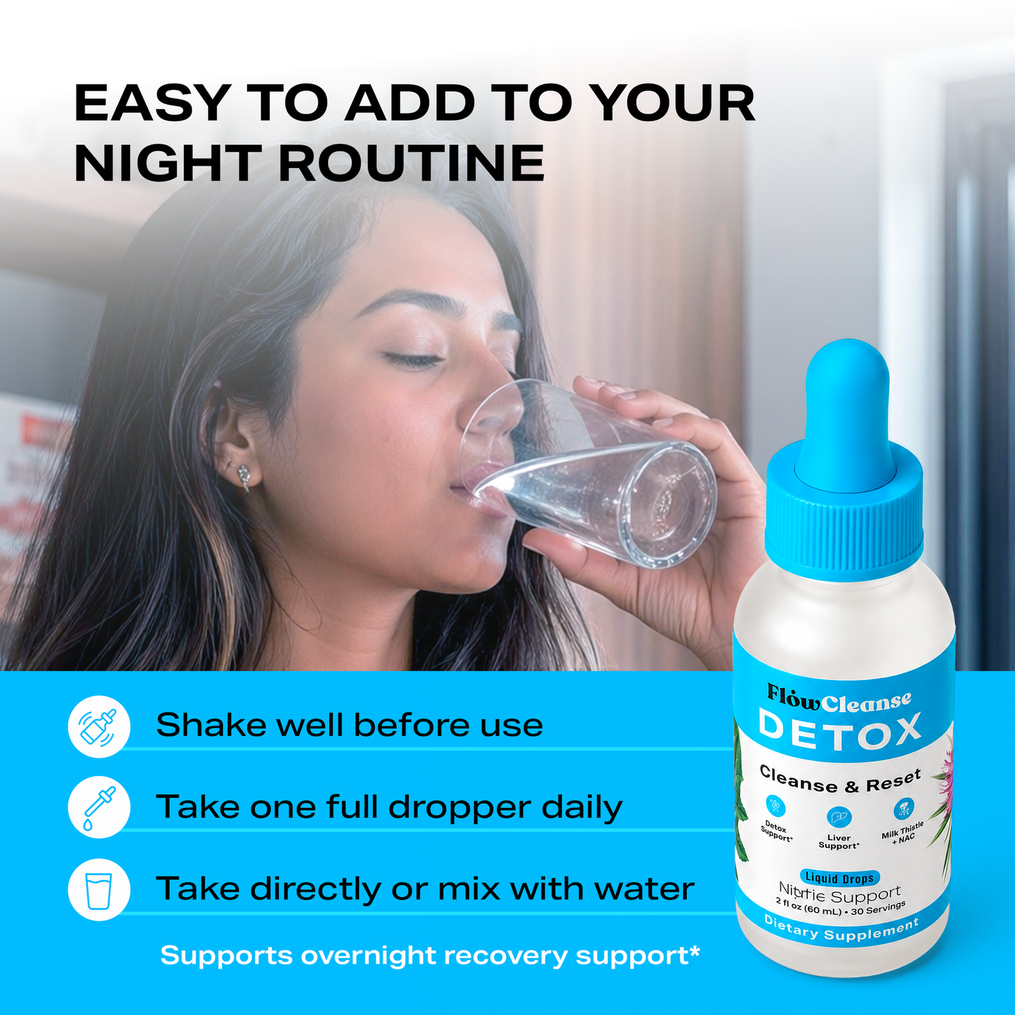 FlowCleanse DETOX Liquid Drops 60ml – Cleanse & Reset Formula – Liver & Detox Support – Daily Drops for Full Body Reset