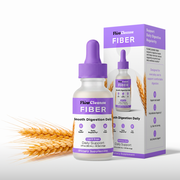FlowCleanse FIBER Liquid Drops 60ml – Daily Fiber Support – Gut Health & Regularity Drops – Smooth Digestion Formula