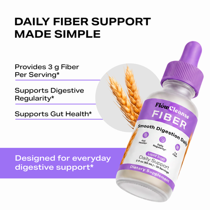 FlowCleanse FIBRE Gouttes Liquides 60 ml – Soutien Quotidien en Fibres – Santé Intestinale et Régularité – Formule Digestion Douce