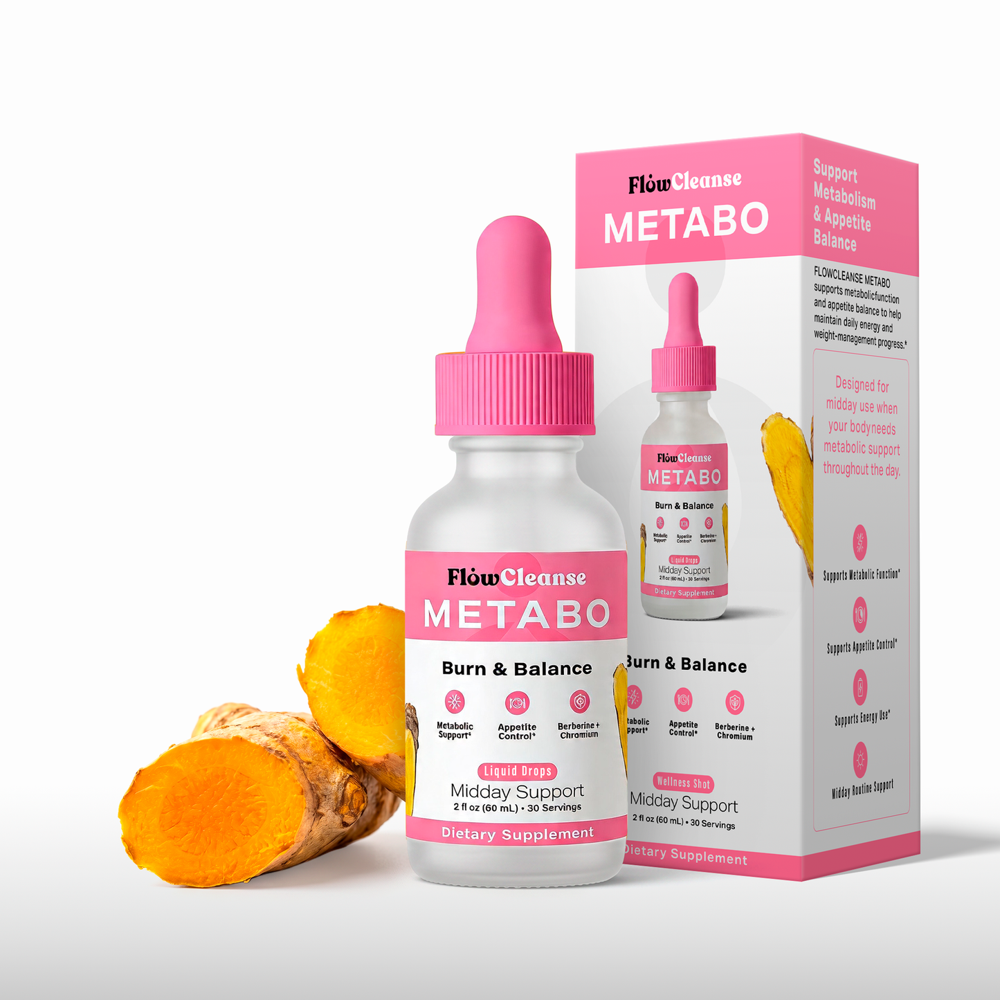 FlowCleanse METABO Liquid Drops 60ml – Metabolism Support Drops – Burn & Balance Formula – Energy, Appetite & Weight Management Support