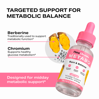 FlowCleanse METABO Liquid Drops 60ml – Metabolism Support Drops – Burn & Balance Formula – Energy, Appetite & Weight Management Support