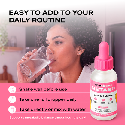 FlowCleanse METABO Liquid Drops 60ml – Metabolism Support Drops – Burn & Balance Formula – Energy, Appetite & Weight Management Support