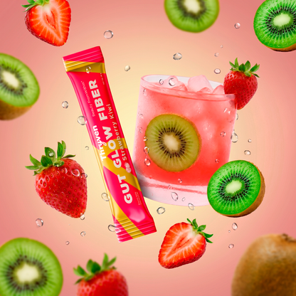 Thryven Gut Glow Fiber — Prebiotic Fiber + Collagen Powder with Vitamin C* | Beauty From Within | Gut + Beauty Support in One Stick | Strawberry Kiwi | 10 Stick Packs
