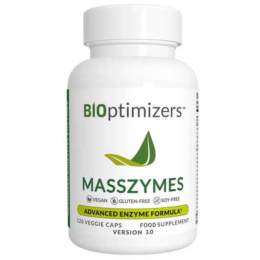BIOptimizers MassZymes Digestive Enzymes Supplement – Max Nutrient Absorption, Boost Energy, Reduce Bloating – Health Vegan Dairy-Free – Muscle Recovery, Gut Health & Clarity - 100,000 Units 120 Caps