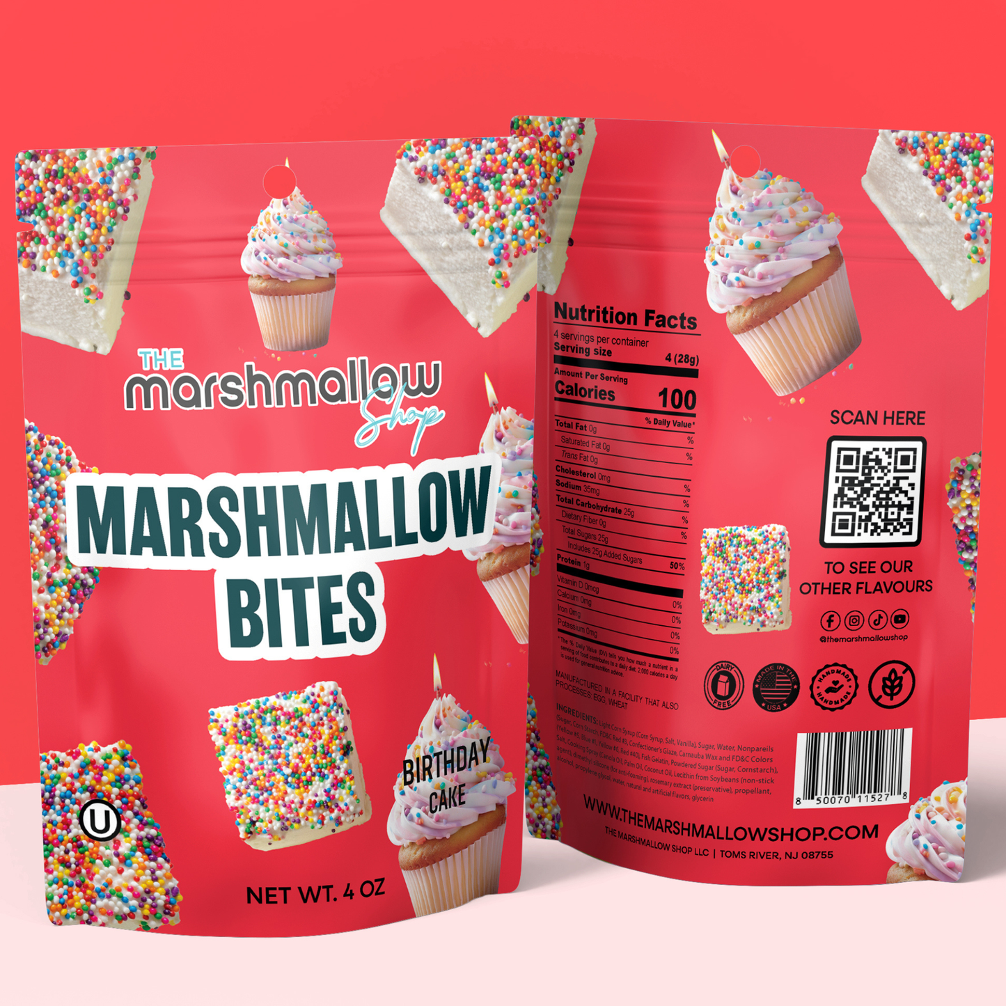 Marshmallow Bites - Sweet Candy Coated Fluffy Marshmallow Snacks Mix Flavours