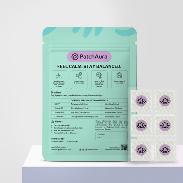 PatchAura Cortisol Patch – Stress Relief & Cortisol Balance, Calm Mood & Relaxation Support, Daily Wellness Patches (30 Patches)