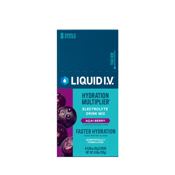 Liquid I.V. Hydration Multiplier - Acai Berry - Hydration Powder Packets | Electrolyte Drink Mix | Easy Open Single-Serving Stick | Non-GMO | 8 Sticks