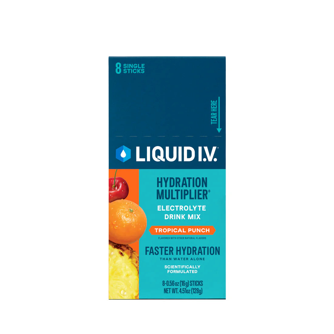 Liquid I.V. Hydration Multiplier - Tropical Punch - Hydration Powder Packets | Electrolyte Drink Mix | Easy Open Single-Serving Stick | Non-GMO | 8 Sticks
