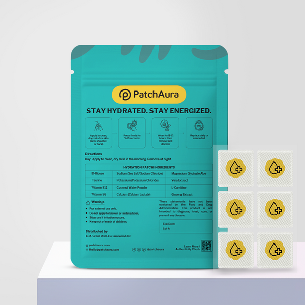 PatchAura Hydration Patch – Electrolyte Balance & Recovery Support, Rehydration & Endurance Boost, Daily Wellness Patches (30 Patches)