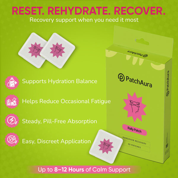 PatchAura Rally Patch – Advanced Hangover & Recovery Support (30 Patches)