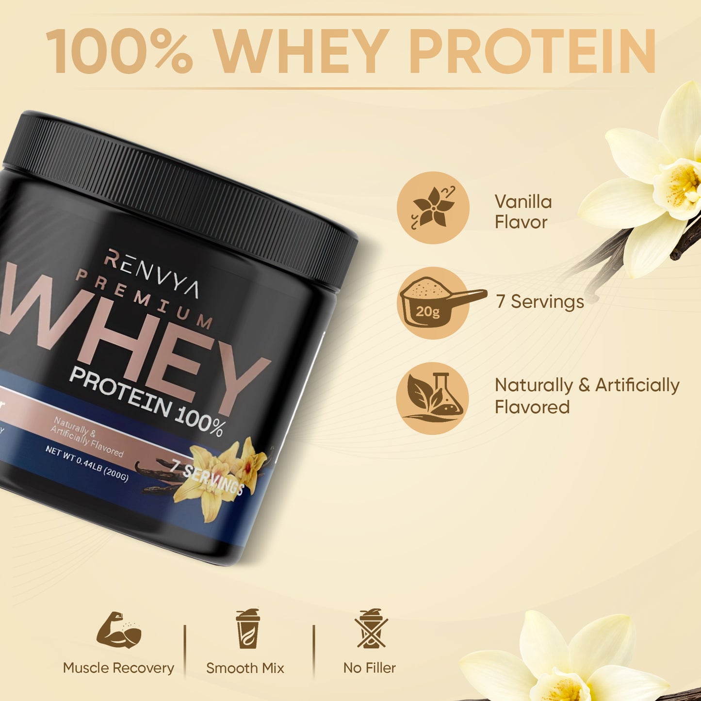 Renvya Premium Whey Protein 100% – Vanilla