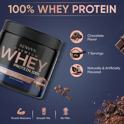 Renvya Whey Protein en Poudre 100% Chocolat – Shake Protéiné Premium pour la Croissance Musculaire, la Récupération et le Soutien des Muscles Maigres, Absorption Rapide