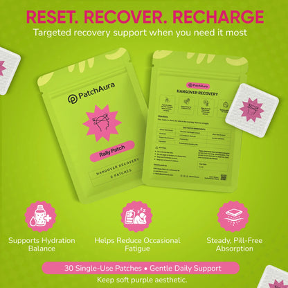 PatchAura Rally Patch – Advanced Hangover & Recovery Support (30 Patches)