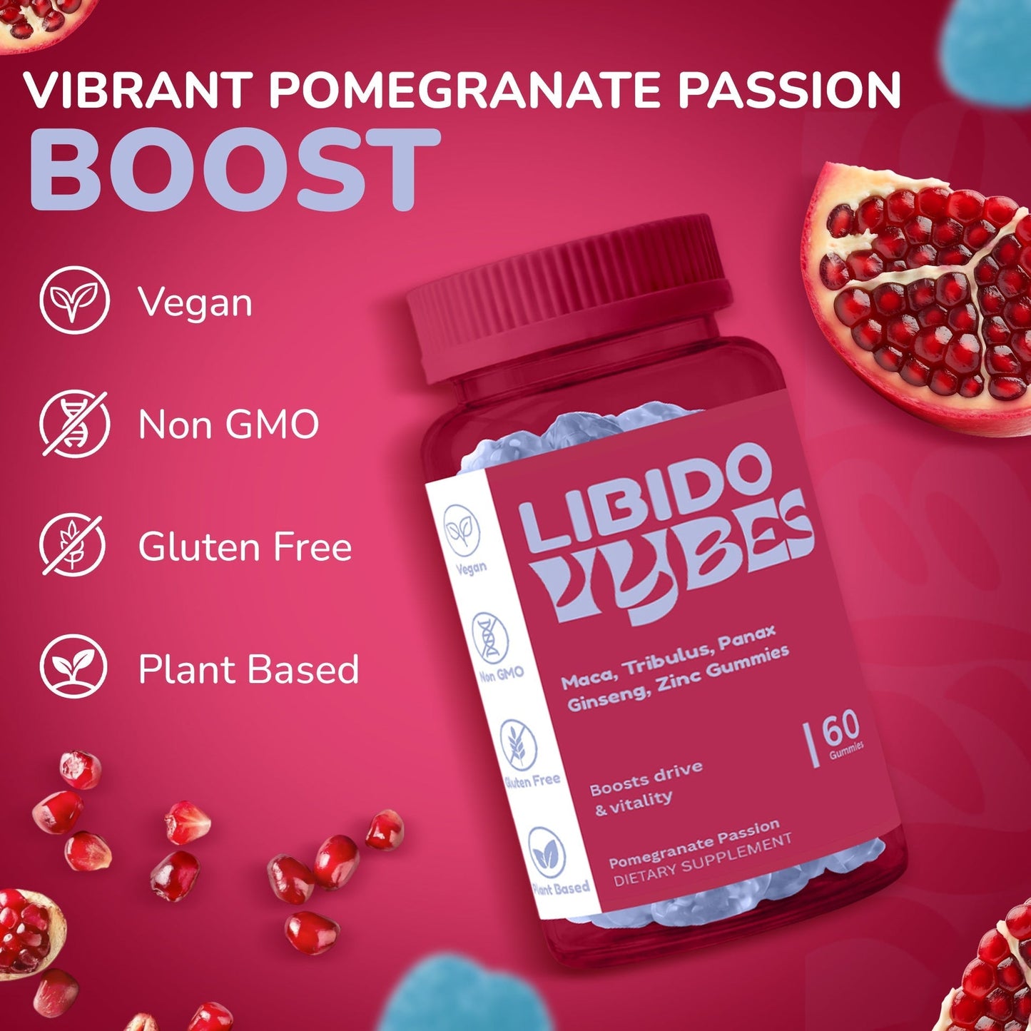 Vybes Libido Support Gummies – Desire, Vitality & Performance Formula – 60 Gummies
