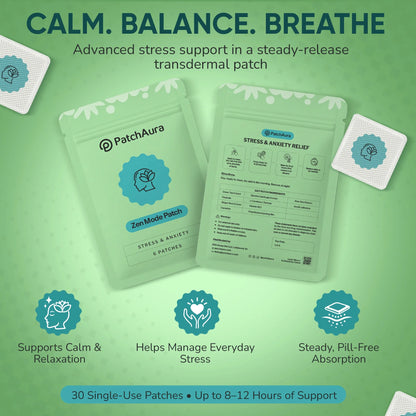 PatchAura Zen Mode Patch – Stress & Anxiety Support (30 Patches)