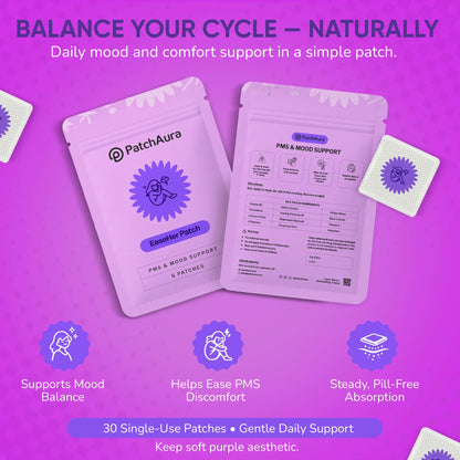 PatchAura EaseHer Patch – PMS Relief & Hormonal Balance (30 Patches)