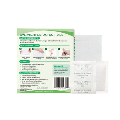 FootAura Patchs détoxifiants pour les pieds – Détoxification et purification du corps entier – Extrait de vinaigre de bambou – Purifie, réinitialise et revitalise – 14 unités