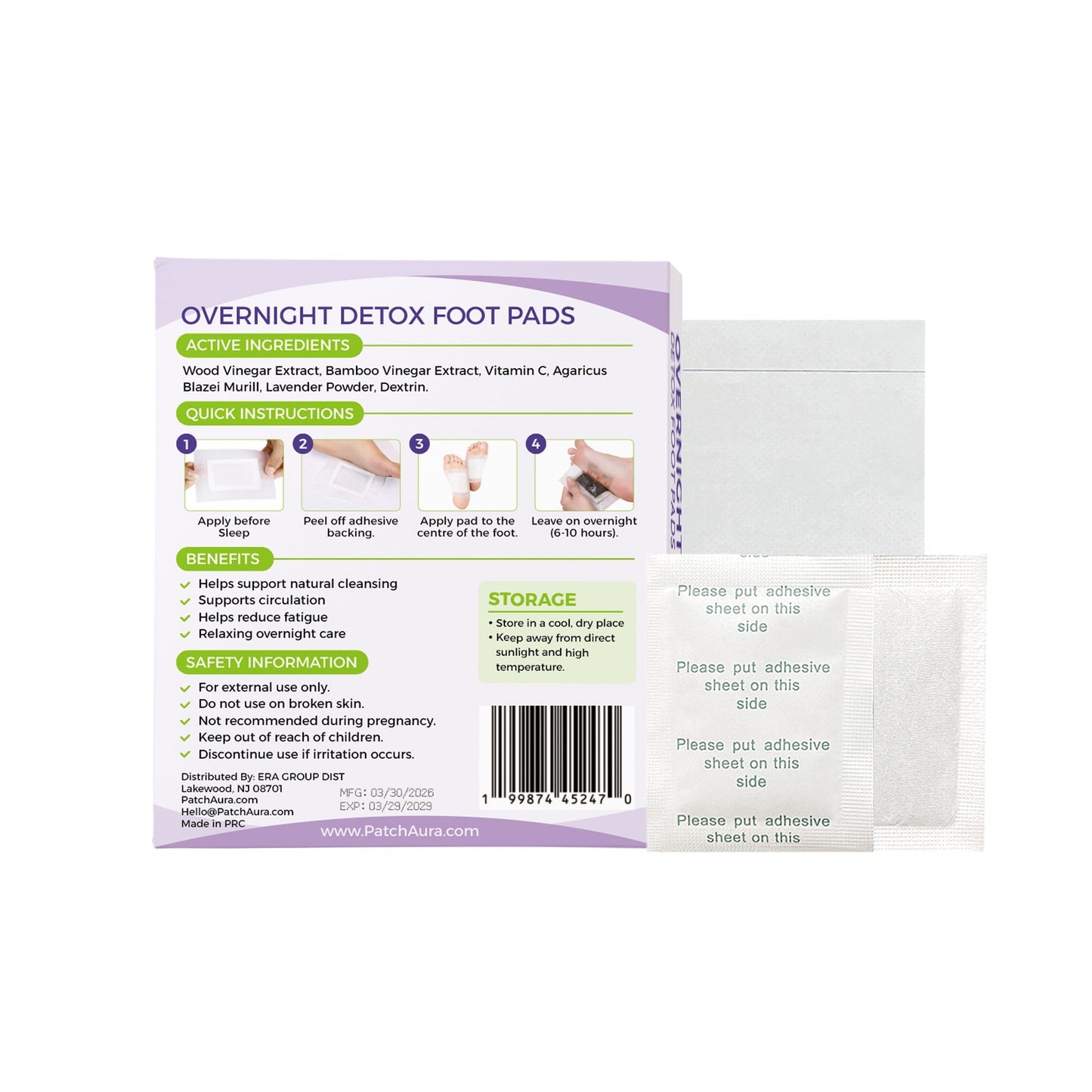 FootAura Overnight Foot Patches – Deep Sleep & Calm Support – Lavender Infused – Relax, Unwind & Wake Refreshed – 14 Count
