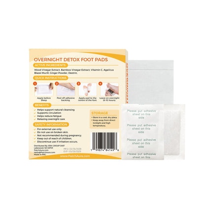 FootAura Overnight Foot Patches – Detox & Circulation Support – Ginger Extract – Warm, Stimulate & Restore Overnight – 14 Count