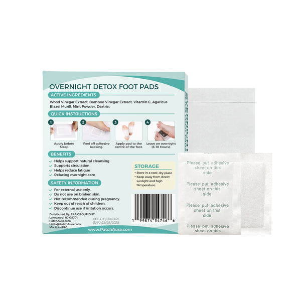 FootAura Overnight Foot Patches – Cooling Relief for Tired Feet – Mint Infused – Refresh, Revitalize & Energize Overnight – 14 Count