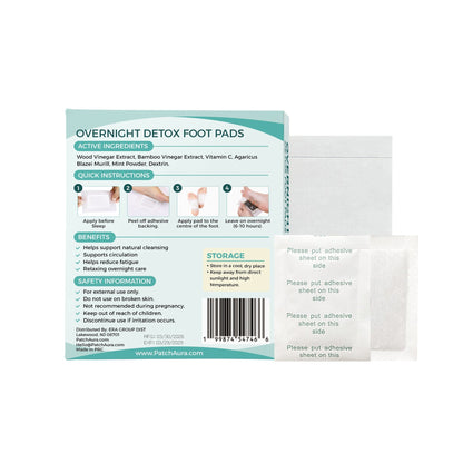 FootAura Overnight Foot Patches – Cooling Relief for Tired Feet – Mint Infused – Refresh, Revitalize & Energize Overnight – 14 Count