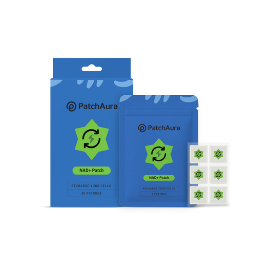 PatchAura NAD+ Patch – Énergie cellulaire et soutien de la longévité, Anti-âge et stimulation du métabolisme, Patchs de bien-être quotidien (30 patchs)