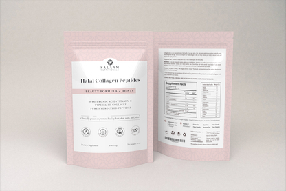 Pure Collagen Hydrolyzed Peptides Type 1 & 3 Powder - With Vitamin C & Hyaluronic Acid | Salaam Nutritionals