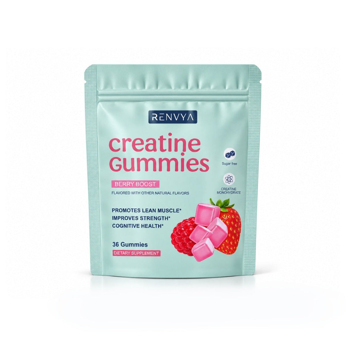 Renvya Creatine Gummies – Berry Boost | 5g Creatine Monohydrate | 36 Gummies | Sugar Free