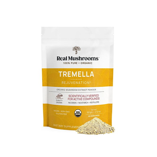 Real Mushrooms Tremella Mushroom Extract Powder 60 Servings Blend for Immune Support, Brain, and Skin - Vegan, Non-GMO, Organic Supplements Humans Support Supplement